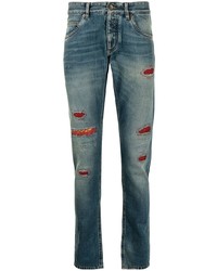 Dolce & Gabbana Patch Detail Slim Cut Jeans