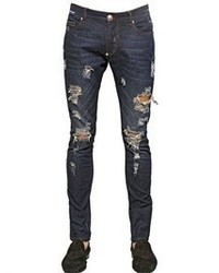 Philipp Plein 16cm Distressed Stretch Cotton Jeans