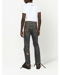 Dolce & Gabbana Ripped Detail Slim Fit Jeans