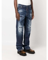 DSQUARED2 Ripped Faded Straight Leg Jeans
