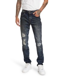 NEON DENIM BRAND Sid Rip Repair Slim Leg Jeans In Dirty Overdye At Nordstrom