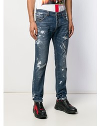 Philipp Plein Slim Fit Paint Splatter Jeans