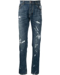 Philipp Plein Slim Fit Paint Splatter Jeans