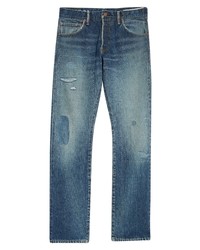 VISVIM Social Sculpture 01 Rip Repair Slim Jeans In Blue At Nordstrom