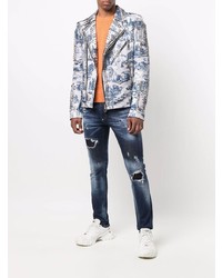 Philipp Plein Super Straight Stonewash Distressed Jeans