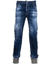 DSQUARED2 Zip Detail Distressed Finish Denim Jeans
