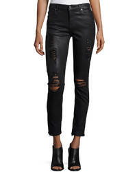 7 For All Mankind The Ankle Skinny Jeans Wdestroyed Details Coated Fashion 2