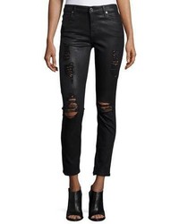 7 For All Mankind The Ankle Skinny Jeans Wdestroyed Details Coated Fashion 2