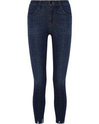 J Brand Alana Cropped Distressed High Rise Skinny Jeans Dark Denim