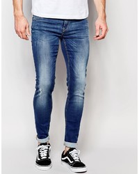 Blend of America Blend Jeans Lunar Super Skinny Fit Distressed Mid Wash