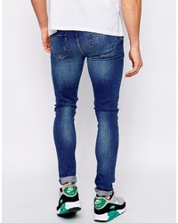 Asos Brand Extreme Super Skinny Jeans With Rip And Repair