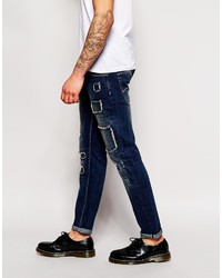 Asos Brand Stretch Slim Jeans With Mega Rip And Repair
