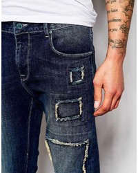 Asos Brand Stretch Slim Jeans With Mega Rip And Repair