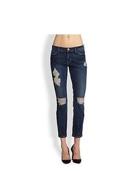 Current/Elliott The Stiletto Distressed Cropped Skinny Jeans Beacon Destroy