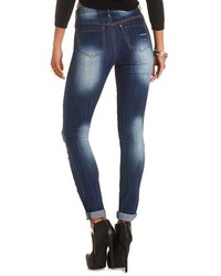 Charlotte Russe Destroyed High Waisted Skinny Jeans