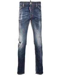 DSQUARED2 Distressed Look Jeans With Maple Leaf Patch