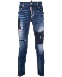 DSQUARED2 Distressed Patchwork Slim Fit Jeans