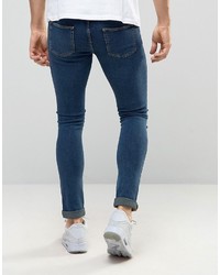 Asos Extreme Super Skinny Jeans With Knee Rips In Dark Wash