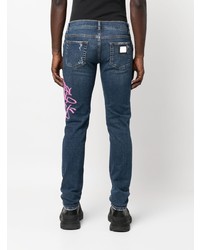 Dolce & Gabbana Graffiti Print Ripped Skinny Jeans