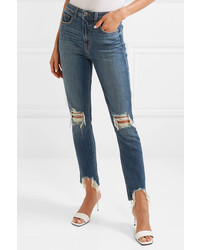 L'Agence High Line Cropped Distressed Skinny Jeans