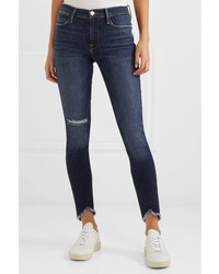 Frame Le High Skinny Sweetheart Distressed High Rise Jeans