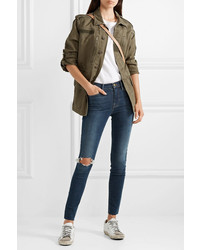 Frame Le Skinny De Jeanne Distressed Mid Rise Jeans