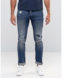 ONLY & SONS Rip Repair Skinny Fit Jeans With Stretch