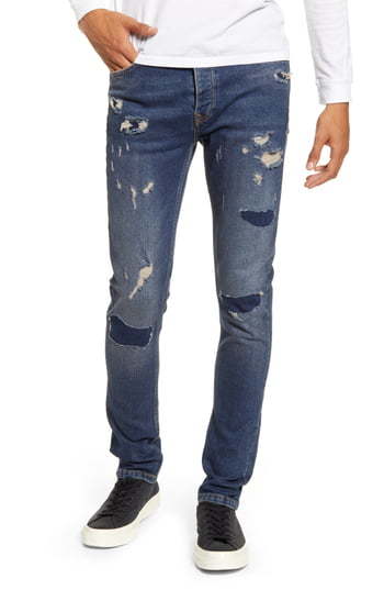 men's rip and repair skinny jeans