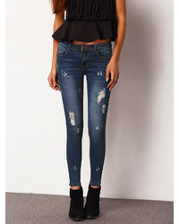 Shein Ripped Skinny Ankle Jeans