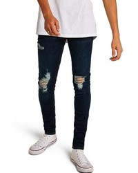 Topman Skinny Fit Ripped Spray On Jeans