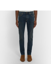 Saint Laurent Slim Fit 17cm Hem Distressed Stretch Denim Jeans