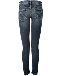 Mother The Looker Skinny Jeans In Blue Destroyed