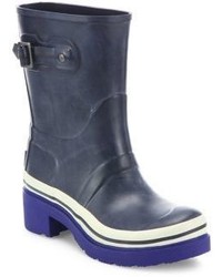 Navy Rubber Ankle Boots