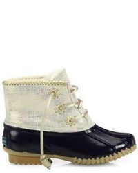 Jack Rogers Chloe Classic Whipstitch Metallic Leather Rubber Boots
