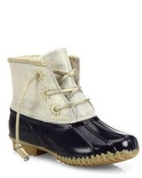 Jack Rogers Chloe Classic Whipstitch Metallic Leather Rubber Boots