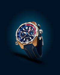 Brera 47mm Prodiver Chronograph Watch With Rubber Strap Navyrose Gold