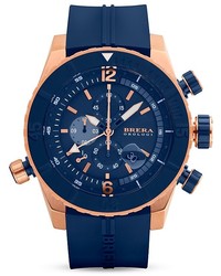 Sottomarino Brera Orologi Diver 14k Rose Gold And Navy Blue Ionic Plated Stainless Steel Watch With Navy Blue Rubber Strap 48mm
