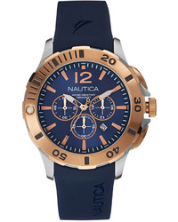 Nautica Chronograph Navy Silicone Strap Watch 44mm Nad19506g