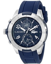 Lacoste 2010761 Tonga Silver Tone Watch With Blue Silicone Band