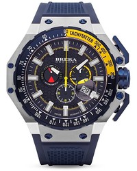 Brera Orologi Gran Turismo Navy Blue Ionic Plated Stainless Steel Watch With Navy Blue Rubber Strap 54mm