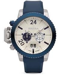 Brera Orologi Militare Navy Blue Ionic Plated Stainless Steel Watch With Navy Blue Rubber Strap 48mm
