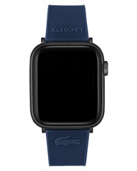 Lacoste Petit Pique Silicone Apple Watch Watchband In Blue At Nordstrom
