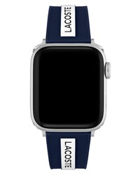 Lacoste Striping Silicone Apple Watch Watchband In Blue At Nordstrom