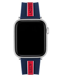 Lacoste Striping Silicone Apple Watch Watchband In Blue At Nordstrom
