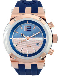 Mulco Unisex Swiss Chronograph Bluemarine Glass Navy Silicone Strap Watch 47mm Mw5 1621 043
