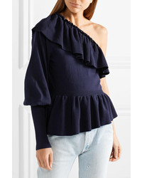 Ulla Johnson Eden Ruffled One Shoulder Cotton And Cashmere Blend Sweater