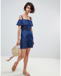 Warehouse Ruffle Cold Shoulder Playsuit