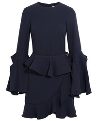 Rebecca Vallance El Chino Ruffled Crepe Mini Dress Navy