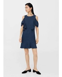 Mango Ruffles Cold Shoulder Dress