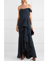 Marchesa Notte Off The Shoulder Draped Crepe Gown